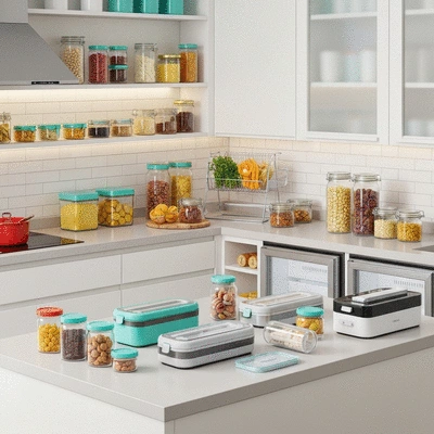 High-quality image of organized urban food storage solutions