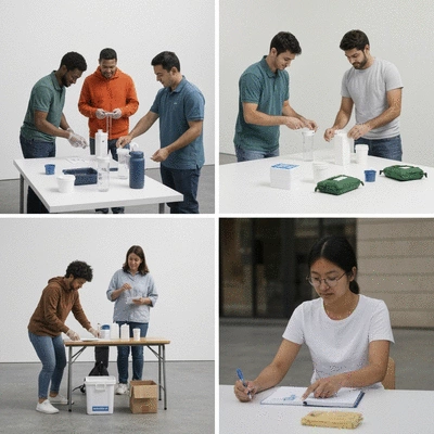 Urban water safety measures in action, no text, no words, no typography